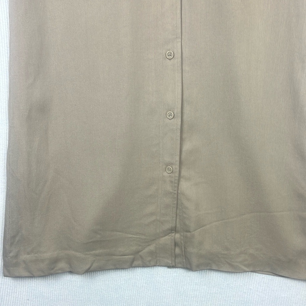 NEW DOS Vintage 90’s Evan Picone Size 14 Silk Shirtdress Tan Deadstock - Picture 3 of 12